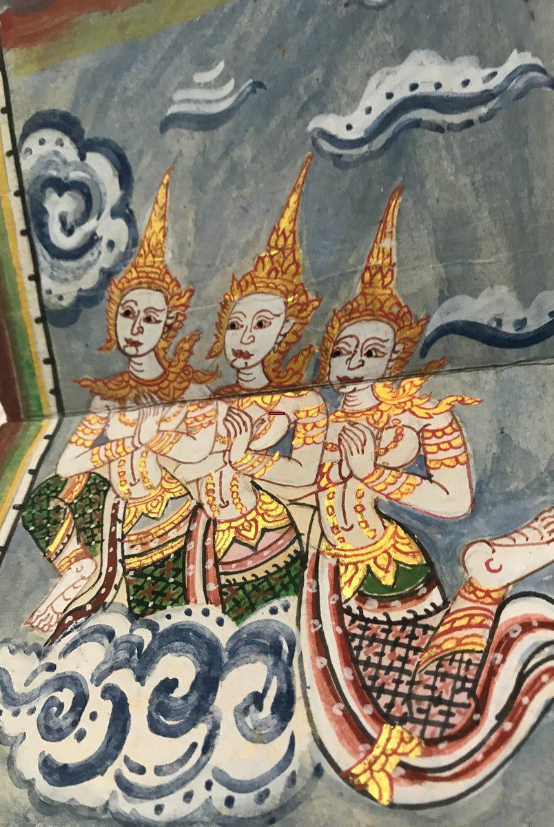 1127 Antique Phra Malai Thai Buddhist Scroll Manuscript-WOVENSOULS-Antique-Vintage-Textiles-Art-Decor