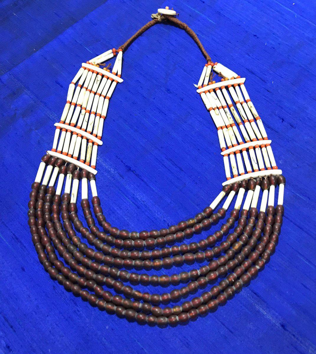 1130 Vintage Naga Tribal Bead Necklace-WOVENSOULS-Antique-Vintage-Textiles-Art-Decor