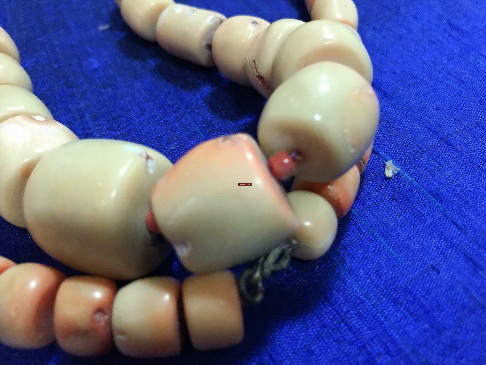 1131 SOLD Antique Heirloom Tibetan Mountain Coral Necklace -Rare Peach / Salmon color-WOVENSOULS-Antique-Vintage-Textiles-Art-Decor