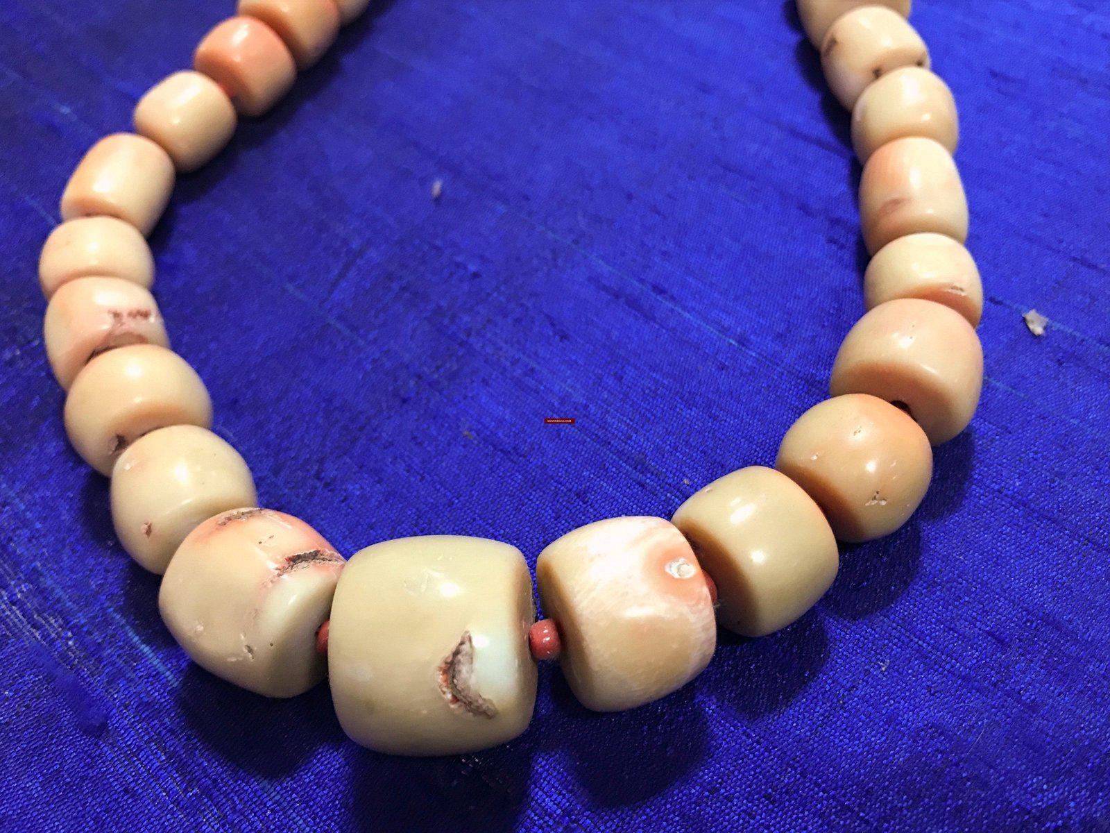 1131 SOLD Antique Heirloom Tibetan Mountain Coral Necklace -Rare Peach / Salmon color-WOVENSOULS-Antique-Vintage-Textiles-Art-Decor