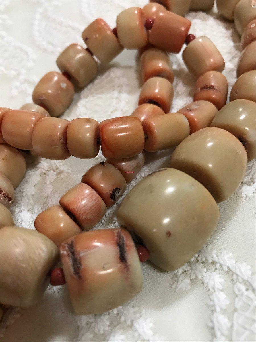 1131 SOLD Antique Heirloom Tibetan Mountain Coral Necklace -Rare Peach / Salmon color-WOVENSOULS-Antique-Vintage-Textiles-Art-Decor
