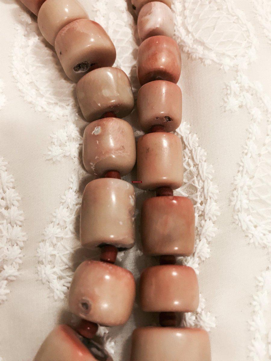 1131 SOLD Antique Heirloom Tibetan Mountain Coral Necklace -Rare Peach / Salmon color-WOVENSOULS-Antique-Vintage-Textiles-Art-Decor