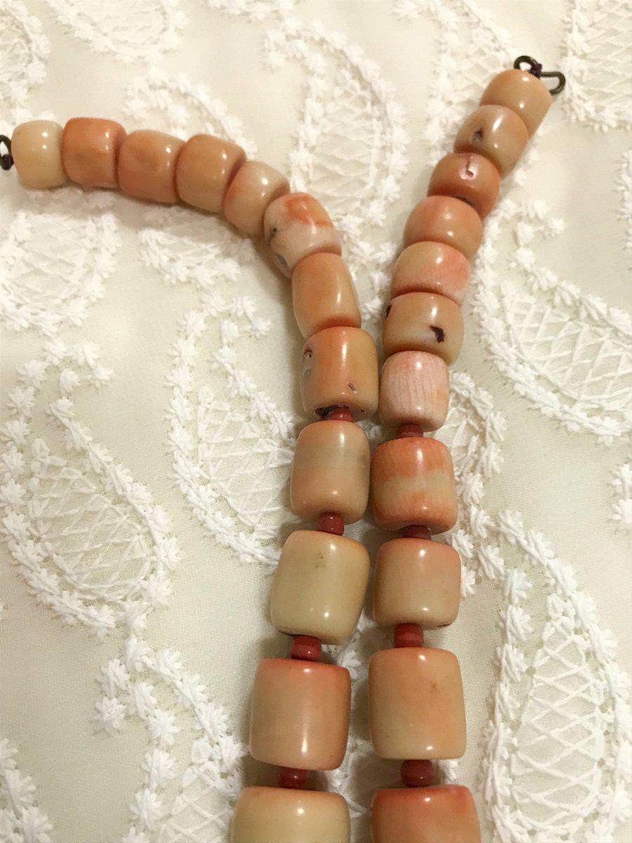 1131 SOLD Antique Heirloom Tibetan Mountain Coral Necklace -Rare Peach / Salmon color-WOVENSOULS-Antique-Vintage-Textiles-Art-Decor