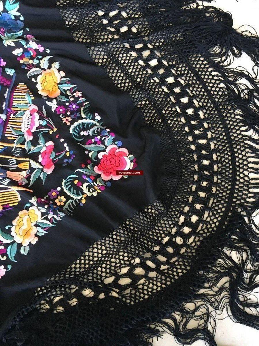 1145 Ricamo bifacciale antico Manila Manton - Ricamo cantonese-WOVENSOULS-Arredamento artistico-tessile-vintage-antico