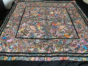 1148 Antique Double Sided Embroidery Manila Manton - Cantonese Embroidery-WOVENSOULS-Antique-Vintage-Textiles-Art-Decor