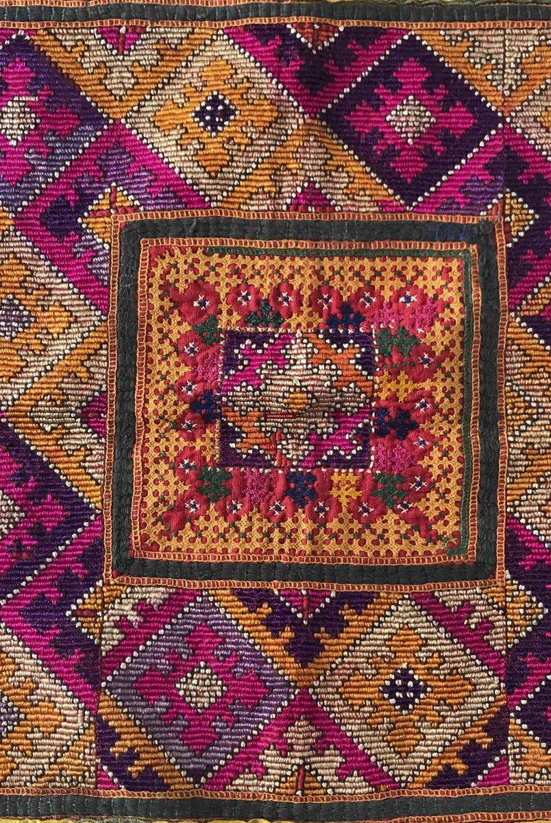 1154 Superb Sindh Pillow Case with Applique Work-WOVENSOULS-Antique-Vintage-Textiles-Art-Decor