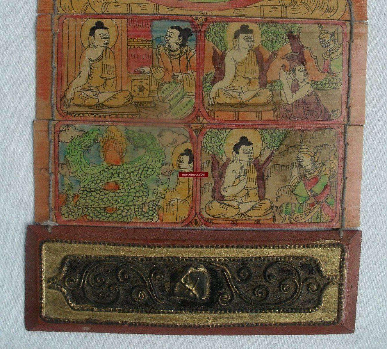 1162 SOLD Vintage Burmese Parabaik Manuscript on Palm Leaf-WOVENSOULS-Antique-Vintage-Textiles-Art-Decor