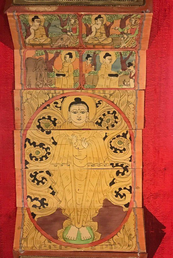 1162 SOLD Vintage Burmese Parabaik Manuscript on Palm Leaf-WOVENSOULS-Antique-Vintage-Textiles-Art-Decor