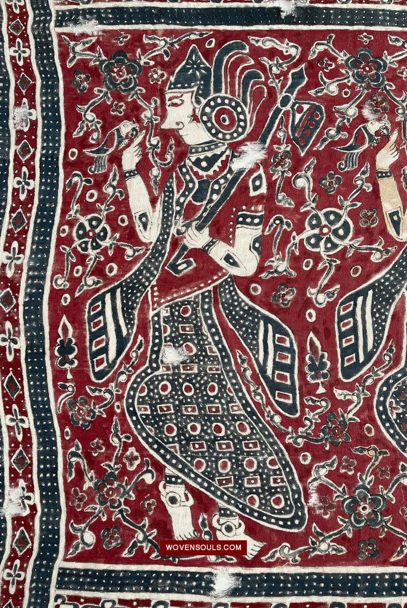 1642 Rare Ceremonial Cloth with a Row of Female Musicians-WOVENSOULS Antique Textiles & Art Gallery