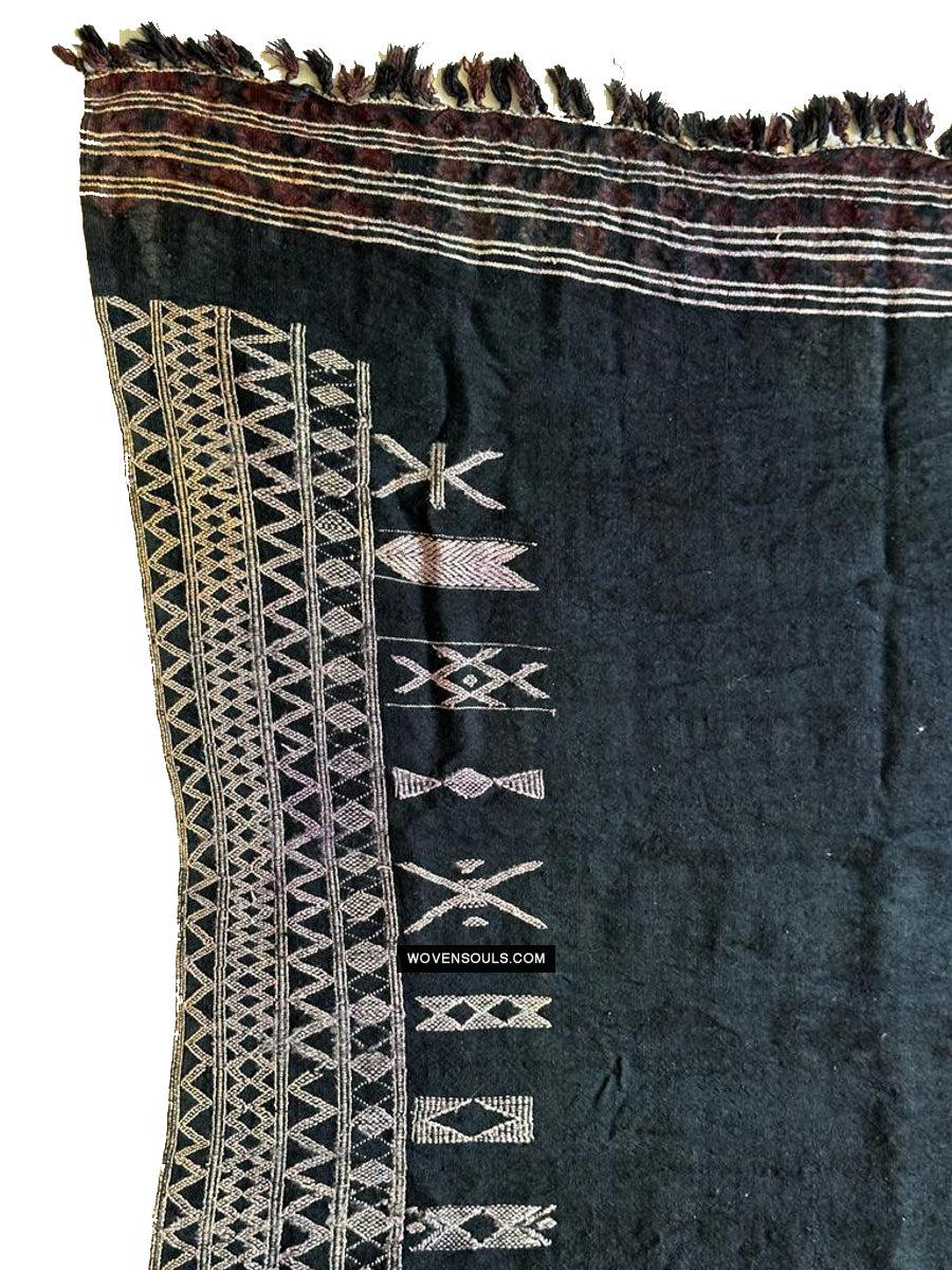 1688 SOLD Antique Mahmoudi Blue Bakhnoug Shawl - Textile Art Masterpiece-WOVENSOULS Antique Textiles & Art Gallery