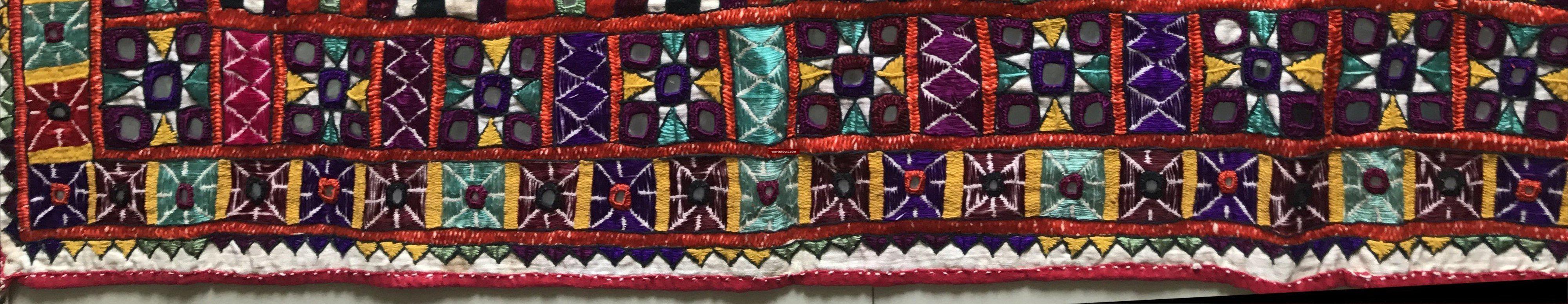 1171 SOLD Vintage Ghodiyu Cradle Cloth - Embroidered Checkerboard - Indian Textile Art-WOVENSOULS-Antique-Vintage-Textiles-Art-Decor