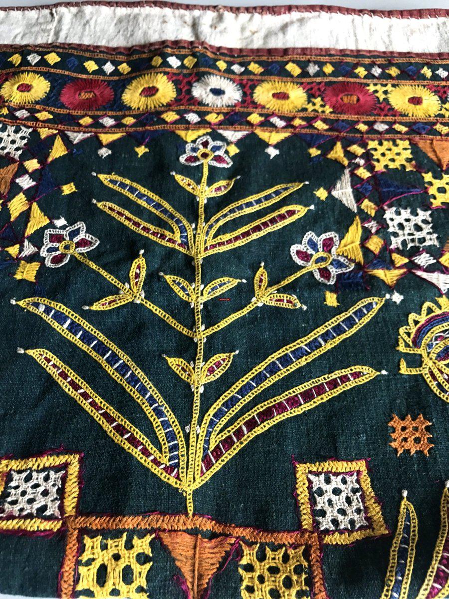 1172 Vintage Ghodiyu Cradle Cloth Embroidery Indian Textile Art-WOVENSOULS-Antique-Vintage-Textiles-Art-Decor