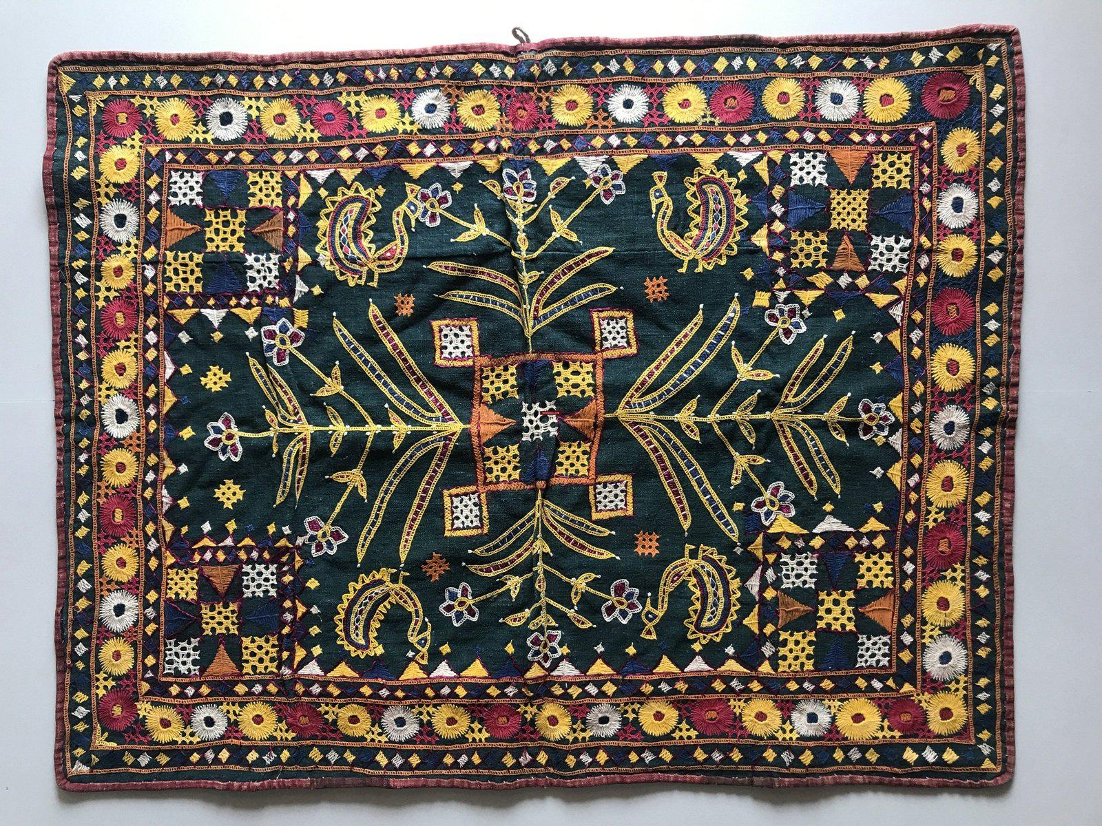 1172 Vintage Ghodiyu Cradle Cloth Embroidery Indian Textile Art-WOVENSOULS-Antique-Vintage-Textiles-Art-Decor