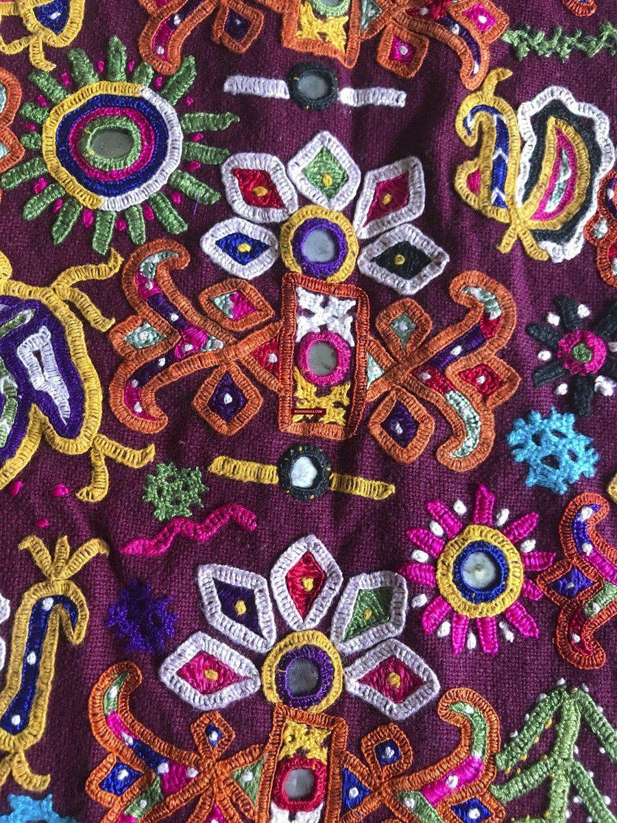 1173 Vintage Ghodiyu Cradle Cloth Embroidery Indian Textile Art-WOVENSOULS-Antique-Vintage-Textiles-Art-Decor