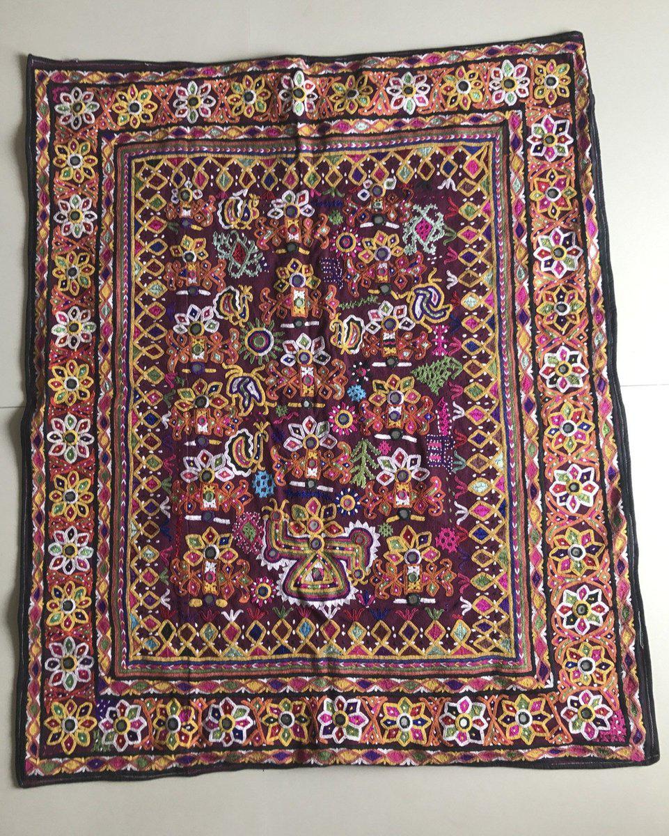 1173 Vintage Ghodiyu Cradle Cloth Embroidery Indian Textile Art-WOVENSOULS-Antique-Vintage-Textiles-Art-Decor