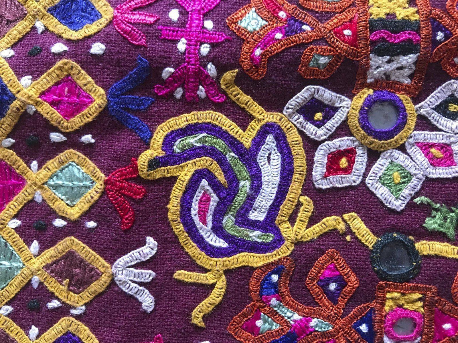 1173 Vintage Ghodiyu Cradle Cloth Embroidery Indian Textile Art-WOVENSOULS-Antique-Vintage-Textiles-Art-Decor