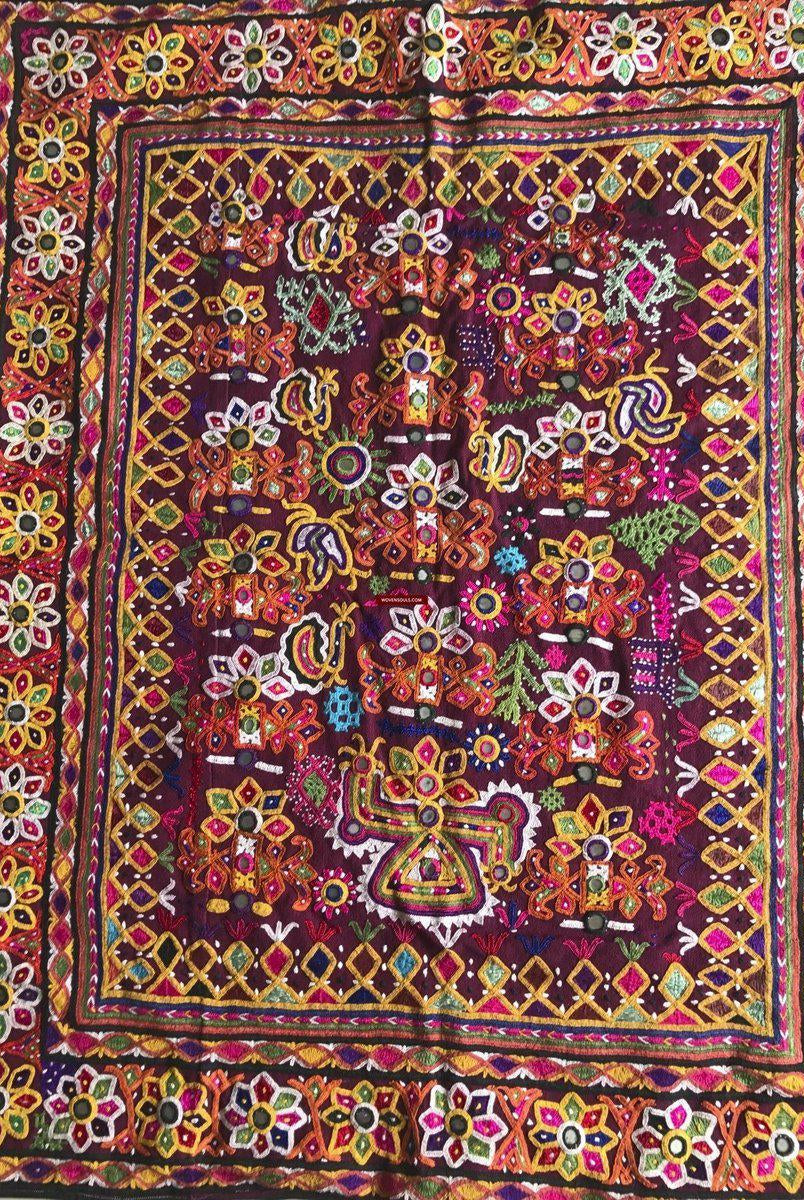 1173 Vintage Ghodiyu Cradle Cloth Embroidery Indian Textile Art-WOVENSOULS-Antique-Vintage-Textiles-Art-Decor