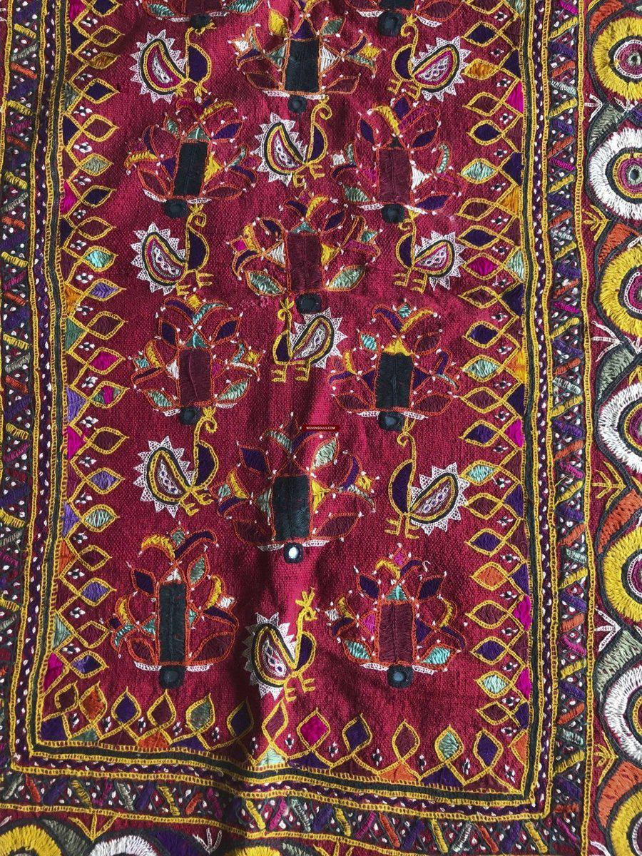 1174 Vintage Ghodiyu Cradle Cloth Embroidery Indian Textile Art-WOVENSOULS-Antique-Vintage-Textiles-Art-Decor