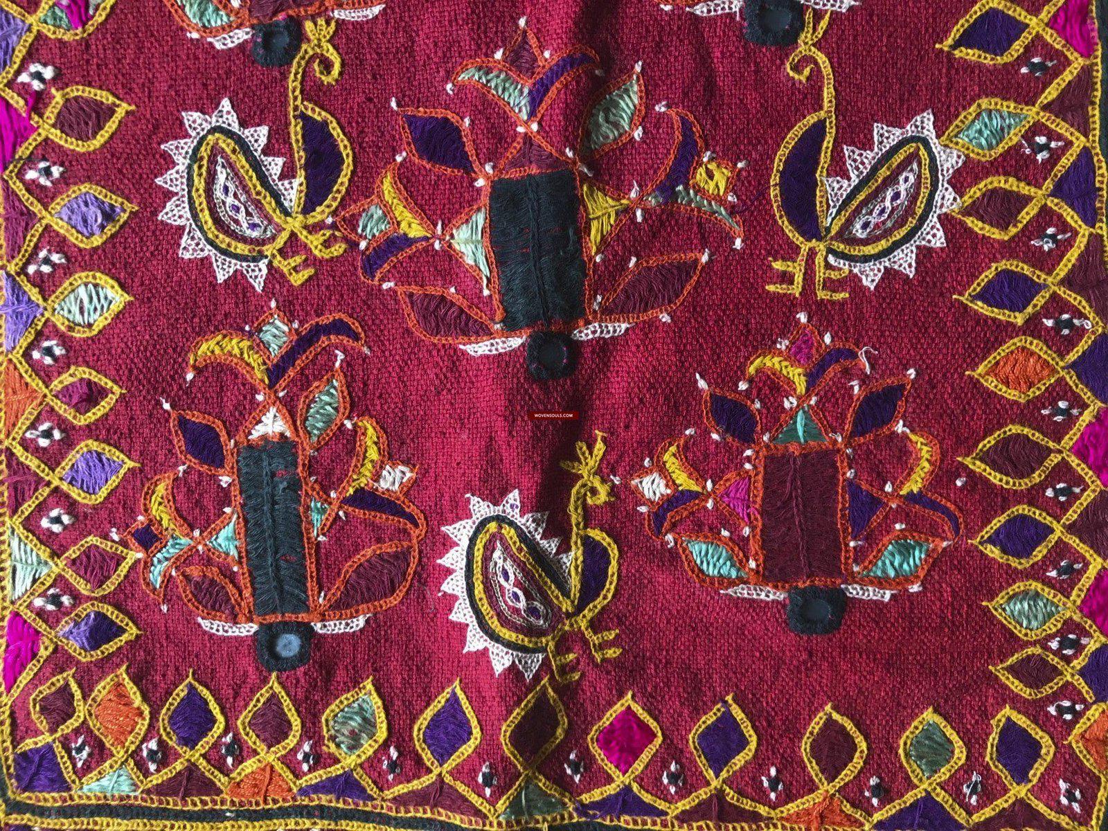 1174 Vintage Ghodiyu Cradle Cloth Embroidery Indian Textile Art-WOVENSOULS-Antique-Vintage-Textiles-Art-Decor