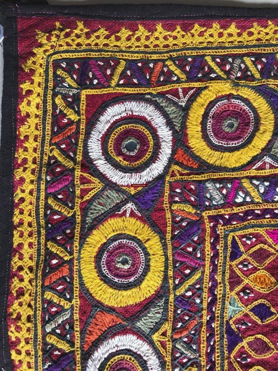 1174 Vintage Ghodiyu Cradle Cloth Embroidery Indian Textile Art-WOVENSOULS-Antique-Vintage-Textiles-Art-Decor
