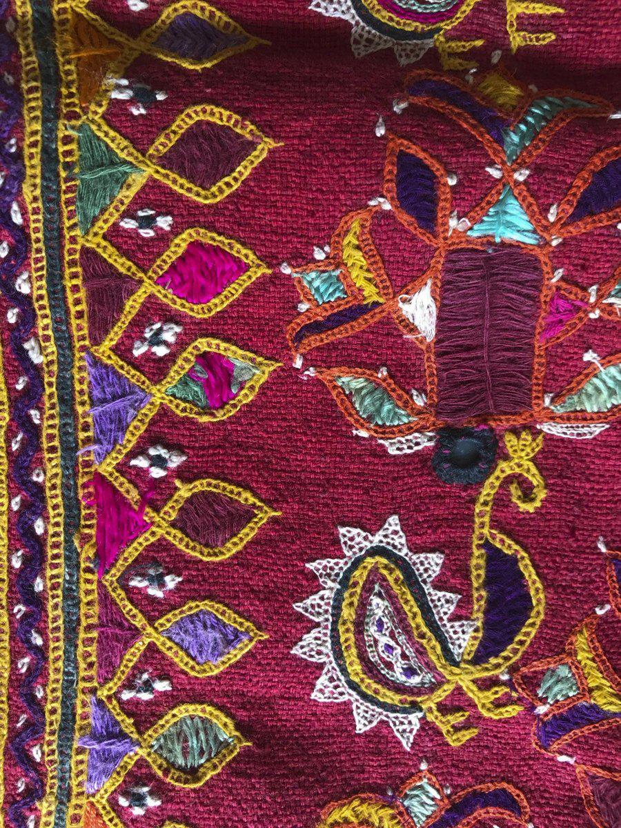 1174 Vintage Ghodiyu Cradle Cloth Embroidery Indian Textile Art-WOVENSOULS-Antique-Vintage-Textiles-Art-Decor