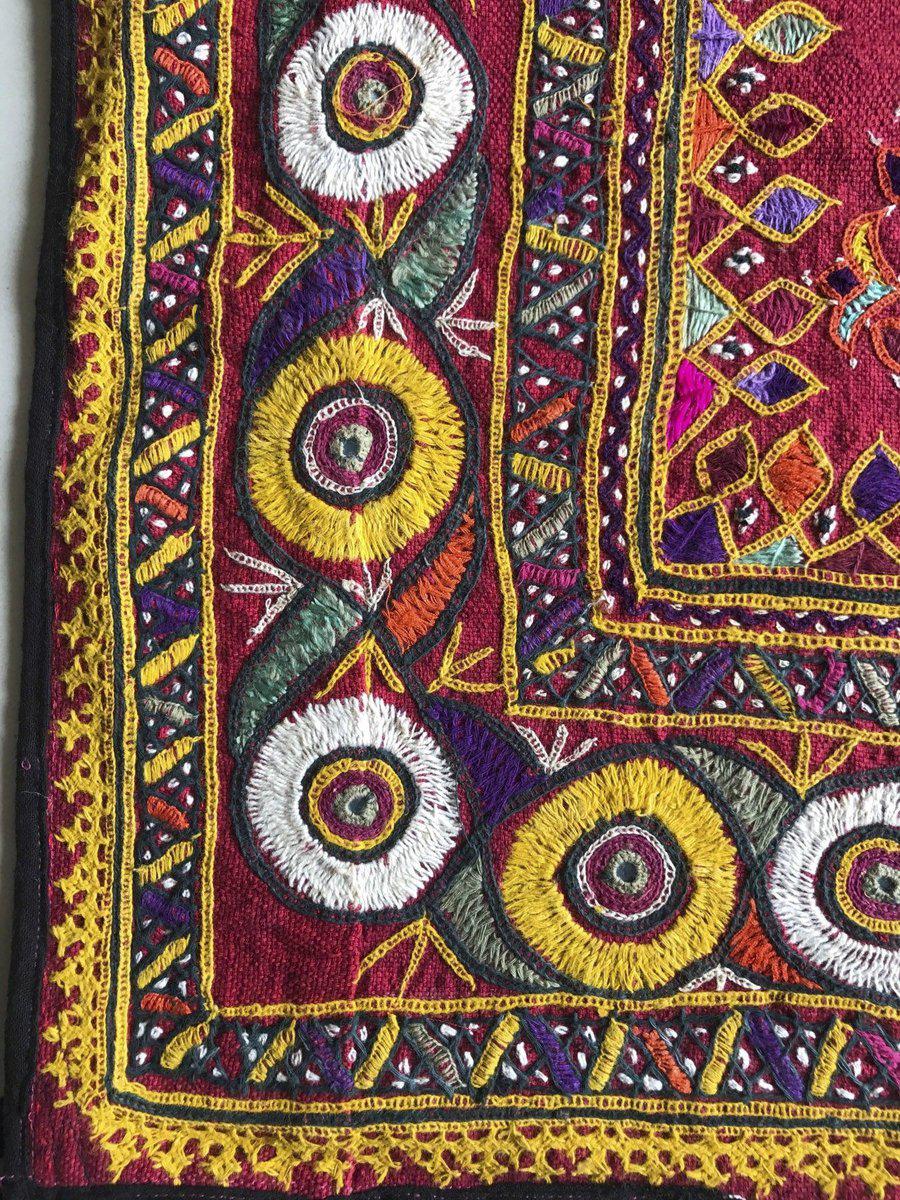 1174 Vintage Ghodiyu Cradle Cloth Embroidery Indian Textile Art-WOVENSOULS-Antique-Vintage-Textiles-Art-Decor