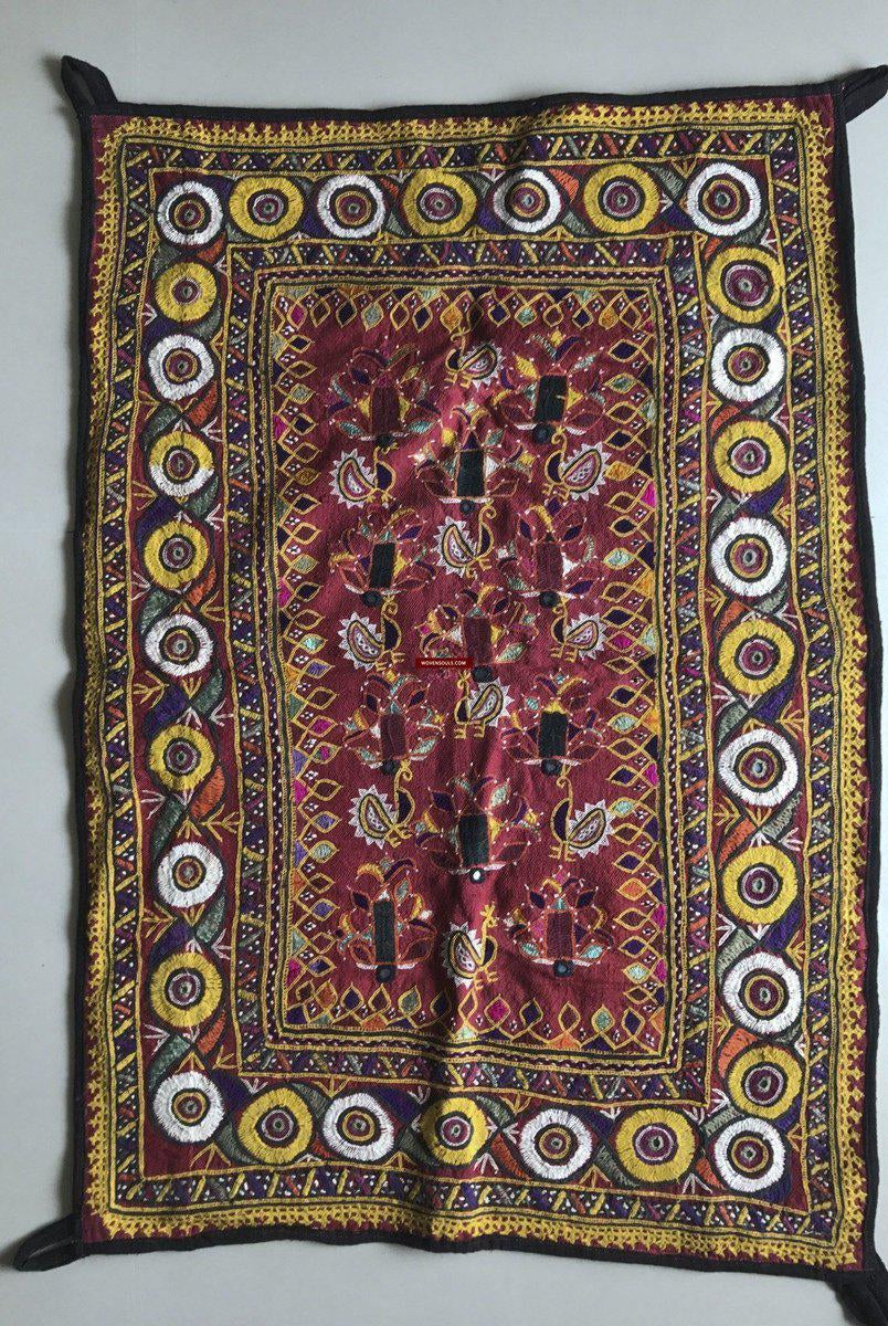 1174 Vintage Ghodiyu Cradle Cloth Embroidery Indian Textile Art-WOVENSOULS-Antique-Vintage-Textiles-Art-Decor