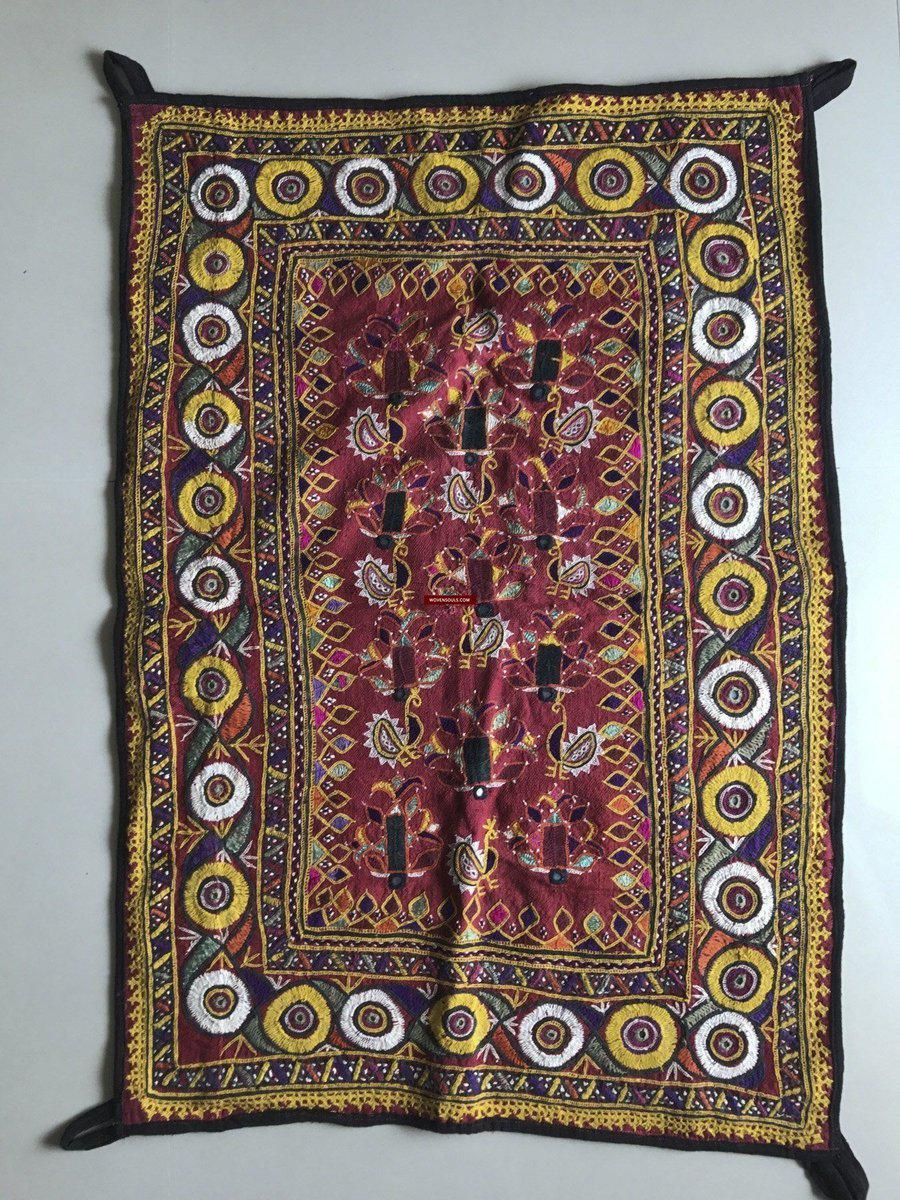 1174 Vintage Ghodiyu Cradle Cloth Embroidery Indian Textile Art-WOVENSOULS-Antique-Vintage-Textiles-Art-Decor