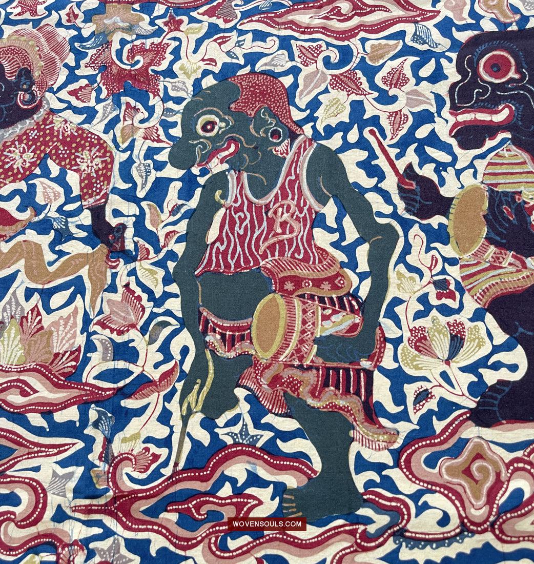 1751 Indonesian Art Cirebon Javanese Batik Tulis Artwork - Wayang Gamelan Scenes-WOVENSOULS Antique Textiles & Art Gallery
