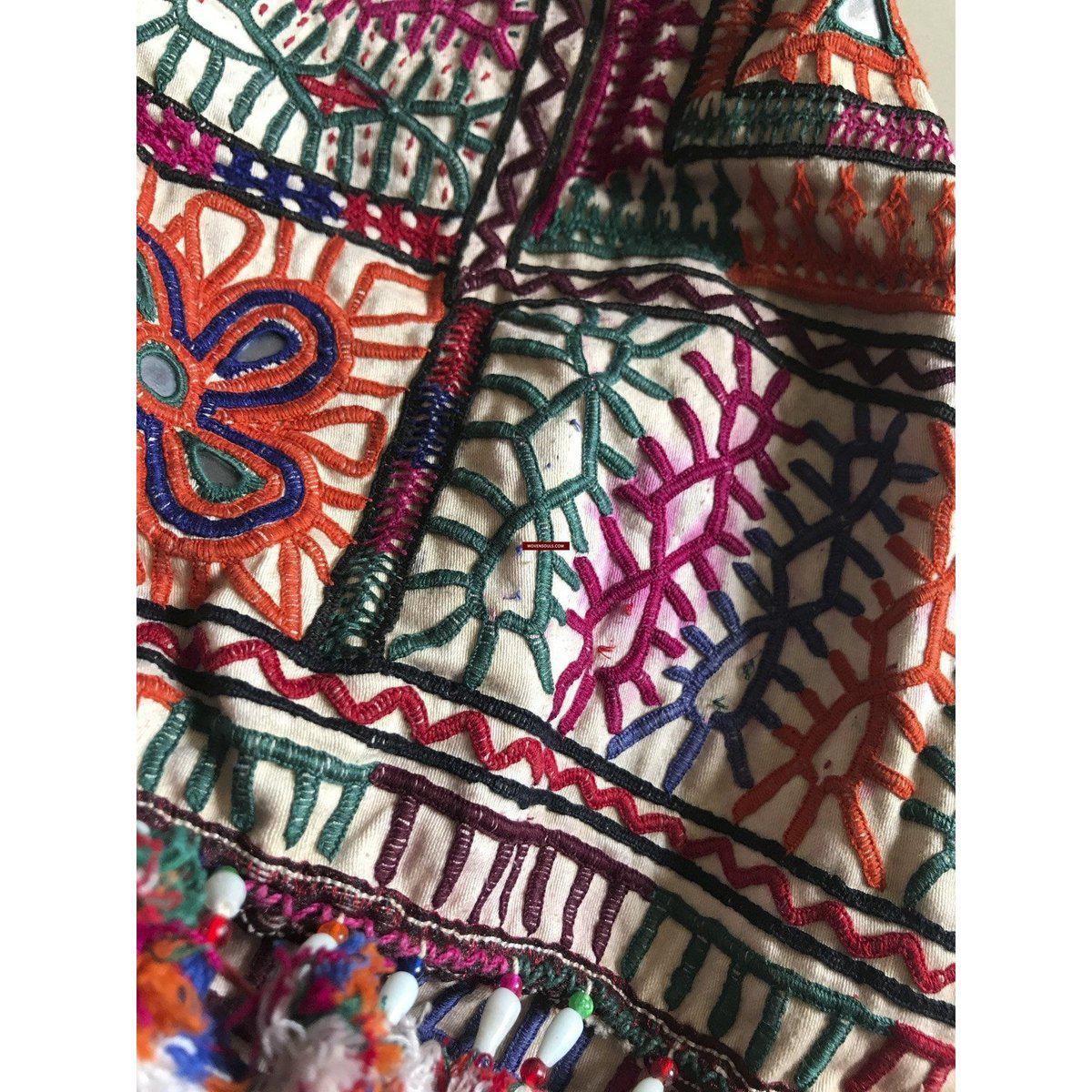 1196 Vintage Tribal Dowry Bag Embroidery Textile-WOVENSOULS-Antique-Vintage-Textiles-Art-Decor