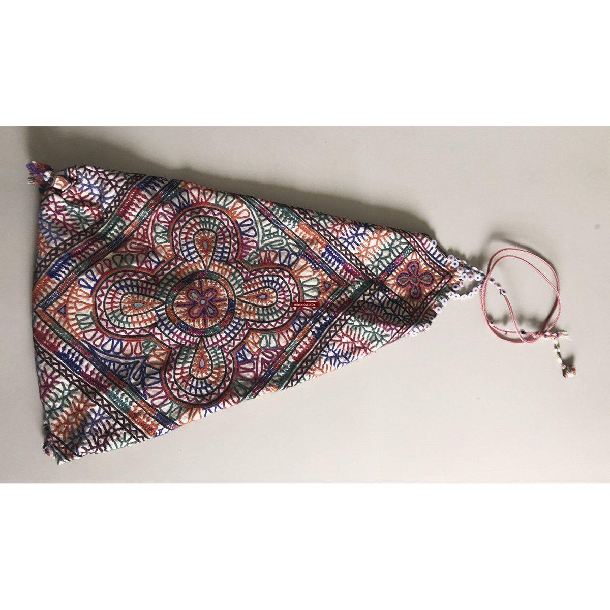1196 Vintage Tribal Dowry Bag Embroidery Textile-WOVENSOULS-Antique-Vintage-Textiles-Art-Decor