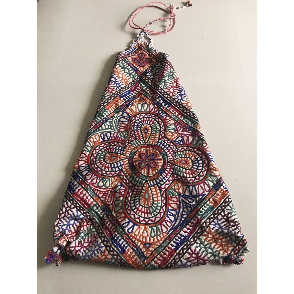 1196 Vintage Tribal Dowry Bag Embroidery Textile-WOVENSOULS-Antique-Vintage-Textiles-Art-Decor