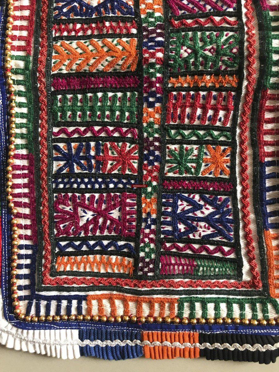 1198 Vintage Folding Purse with Embroidery from the Debariya Rabari community-WOVENSOULS-Antique-Vintage-Textiles-Art-Decor