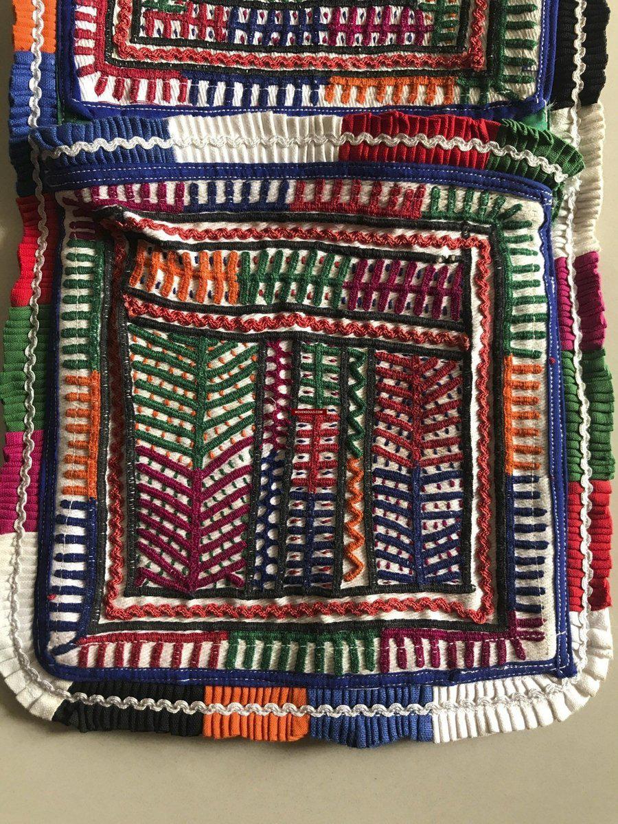 1198 Vintage Folding Purse with Embroidery from the Debariya Rabari community-WOVENSOULS-Antique-Vintage-Textiles-Art-Decor
