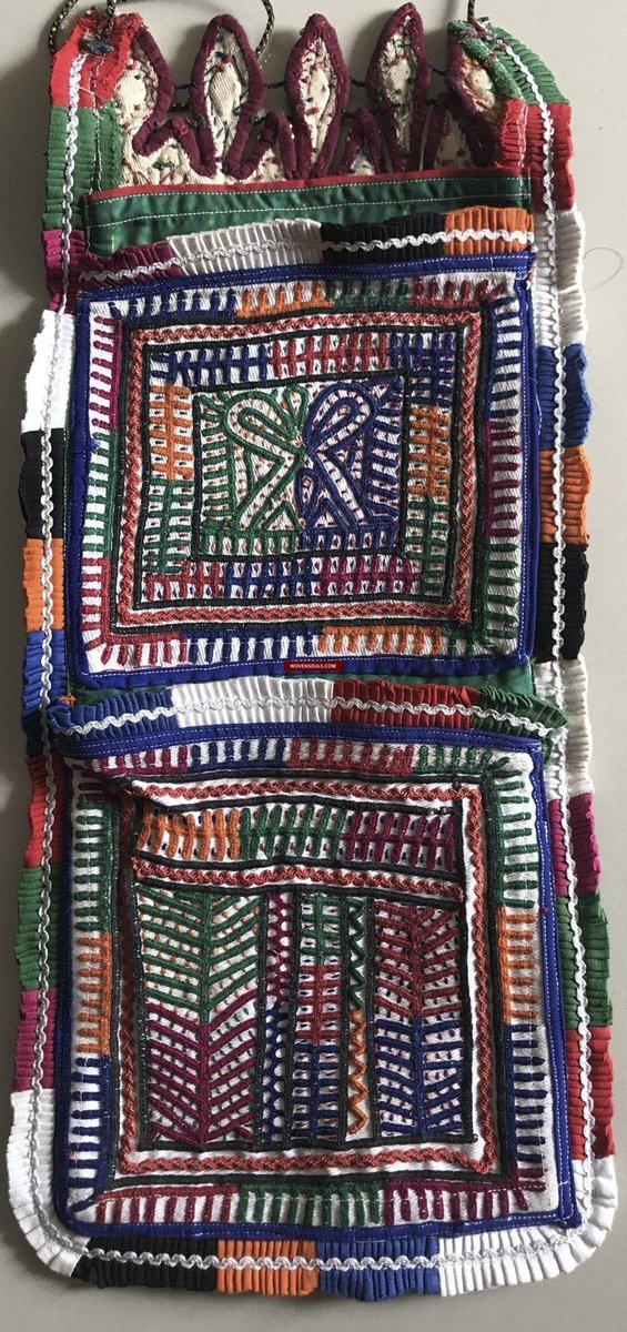 1198 Vintage Folding Purse with Embroidery from the Debariya Rabari community-WOVENSOULS-Antique-Vintage-Textiles-Art-Decor
