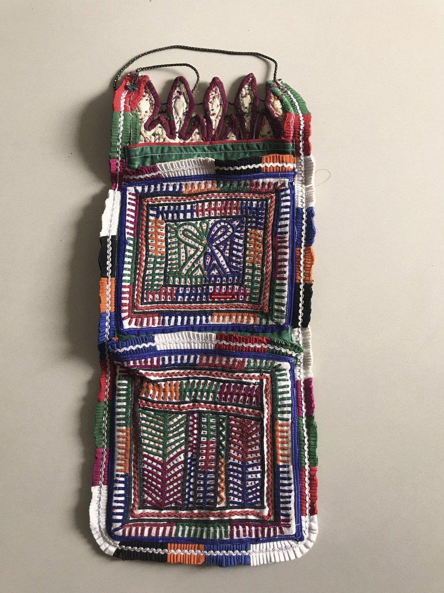 1198 Vintage Folding Purse with Embroidery from the Debariya Rabari community-WOVENSOULS-Antique-Vintage-Textiles-Art-Decor