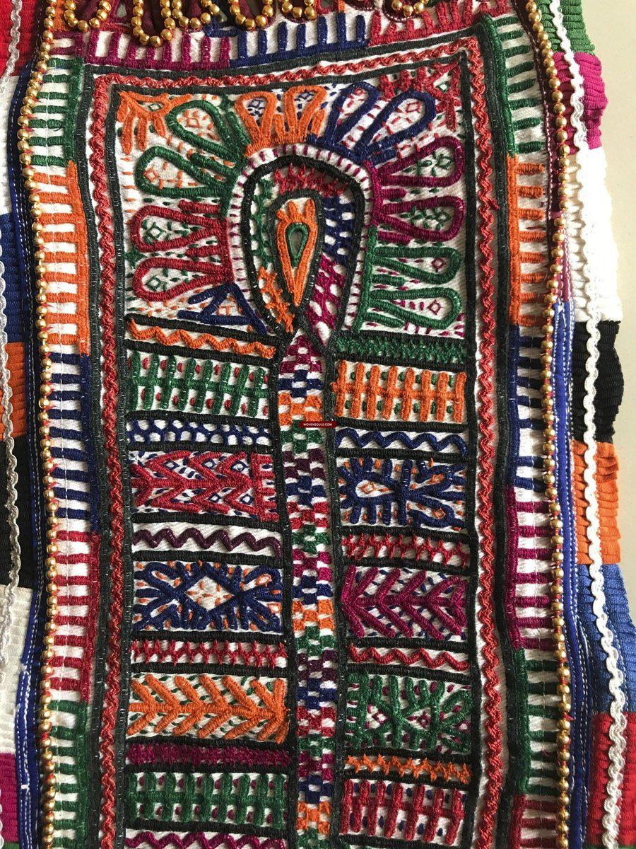 1198 Vintage Folding Purse with Embroidery from the Debariya Rabari community-WOVENSOULS-Antique-Vintage-Textiles-Art-Decor