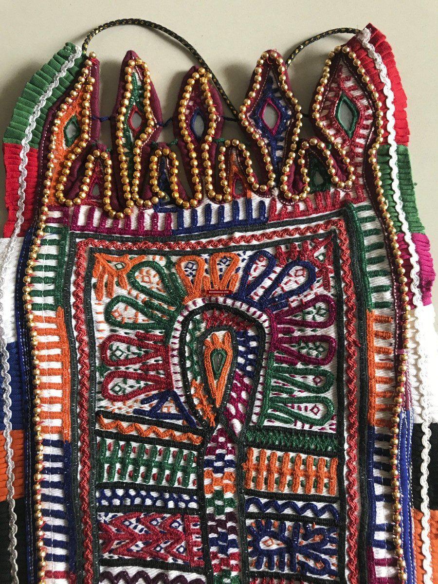1198 Vintage Folding Purse with Embroidery from the Debariya Rabari community-WOVENSOULS-Antique-Vintage-Textiles-Art-Decor