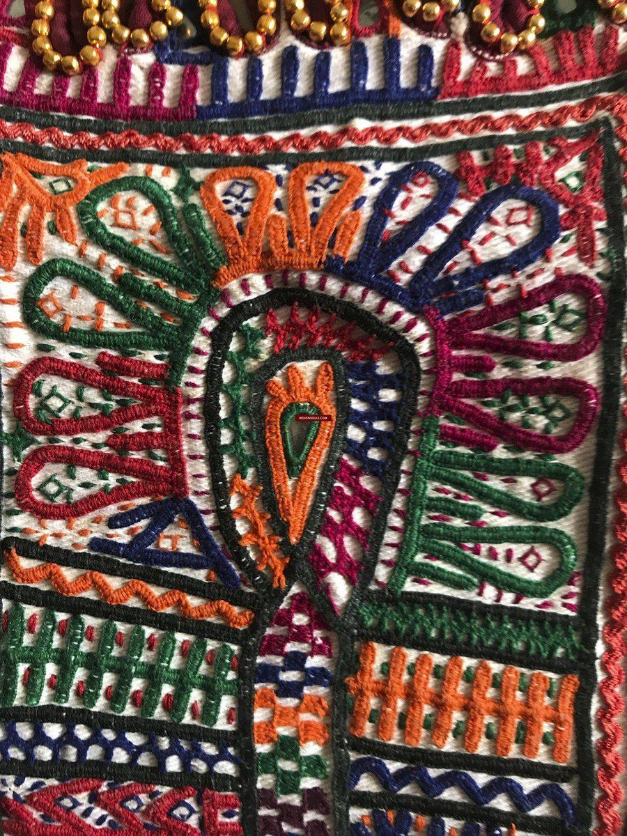 1198 Vintage Folding Purse with Embroidery from the Debariya Rabari community-WOVENSOULS-Antique-Vintage-Textiles-Art-Decor