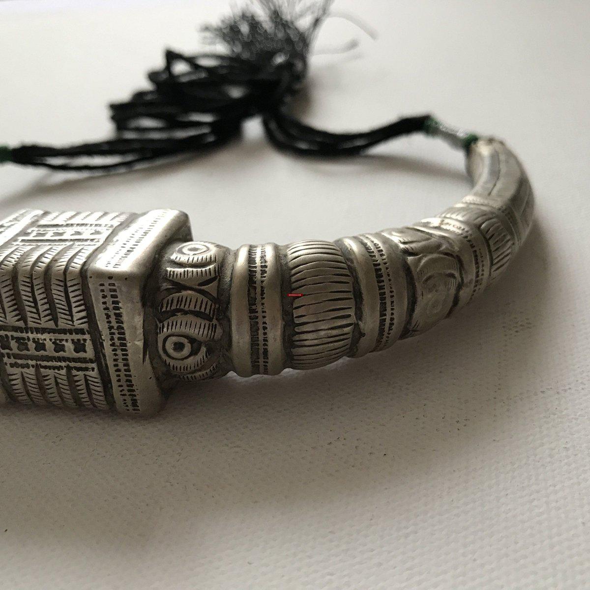 1202 Old Silver Tribal Necklace Torque Indian Jewelry-WOVENSOULS-Antique-Vintage-Textiles-Art-Decor
