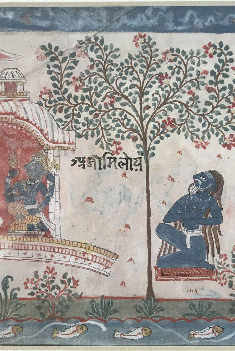 1210 Un ensemble de 6 fragments de peinture du vieil Orissa - Geet Gobind Jayadev-WOVENSOULS-Antique-Vintage-Textiles-Art-Décor