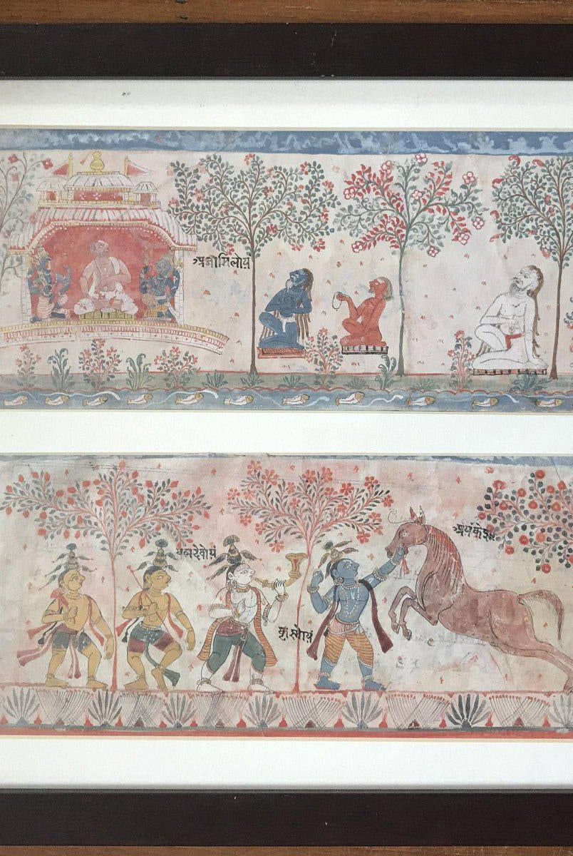 1210 Un ensemble de 6 fragments de peinture du vieil Orissa - Geet Gobind Jayadev-WOVENSOULS-Antique-Vintage-Textiles-Art-Décor