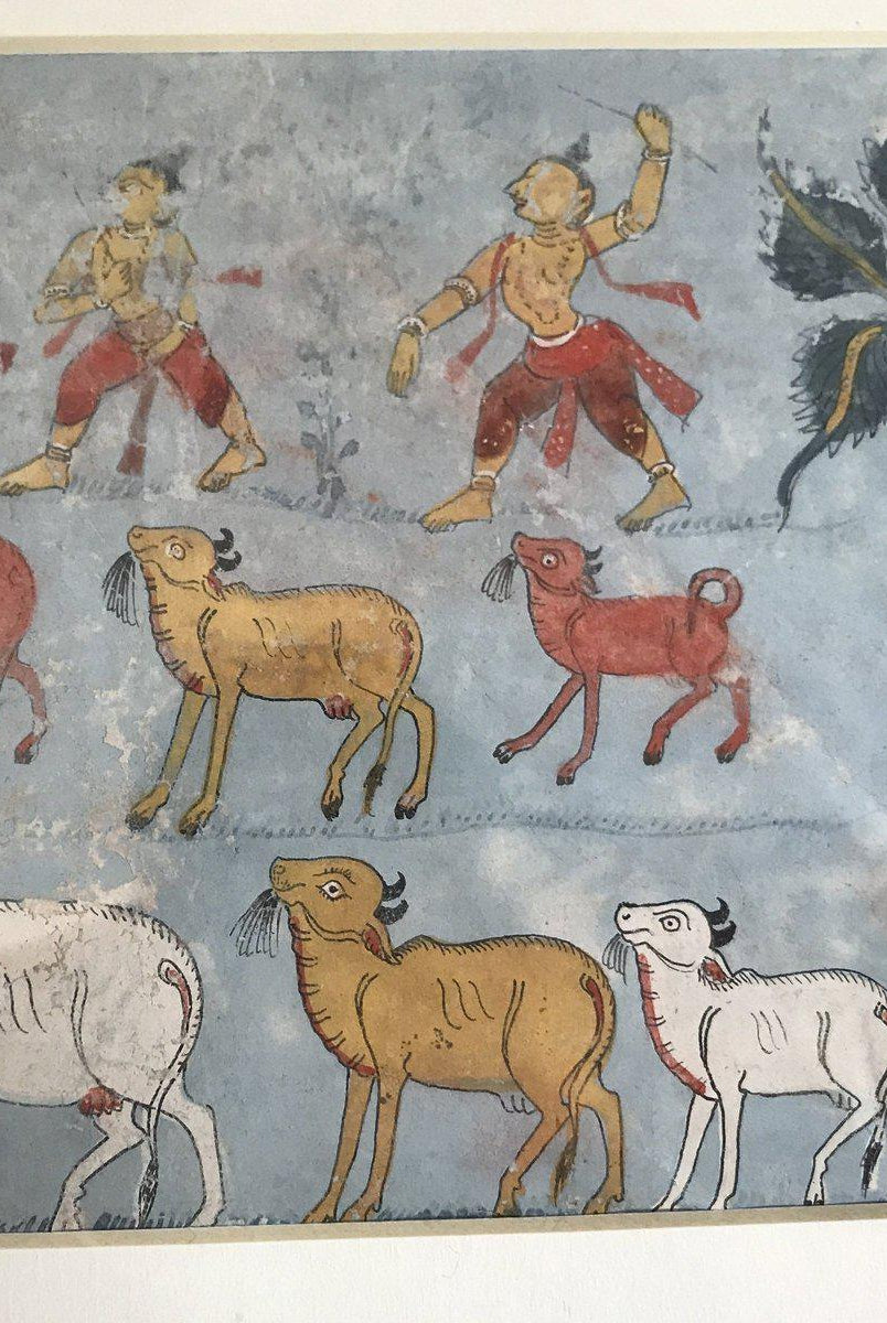 1210 Un ensemble de 6 fragments de peinture du vieil Orissa - Geet Gobind Jayadev-WOVENSOULS-Antique-Vintage-Textiles-Art-Décor