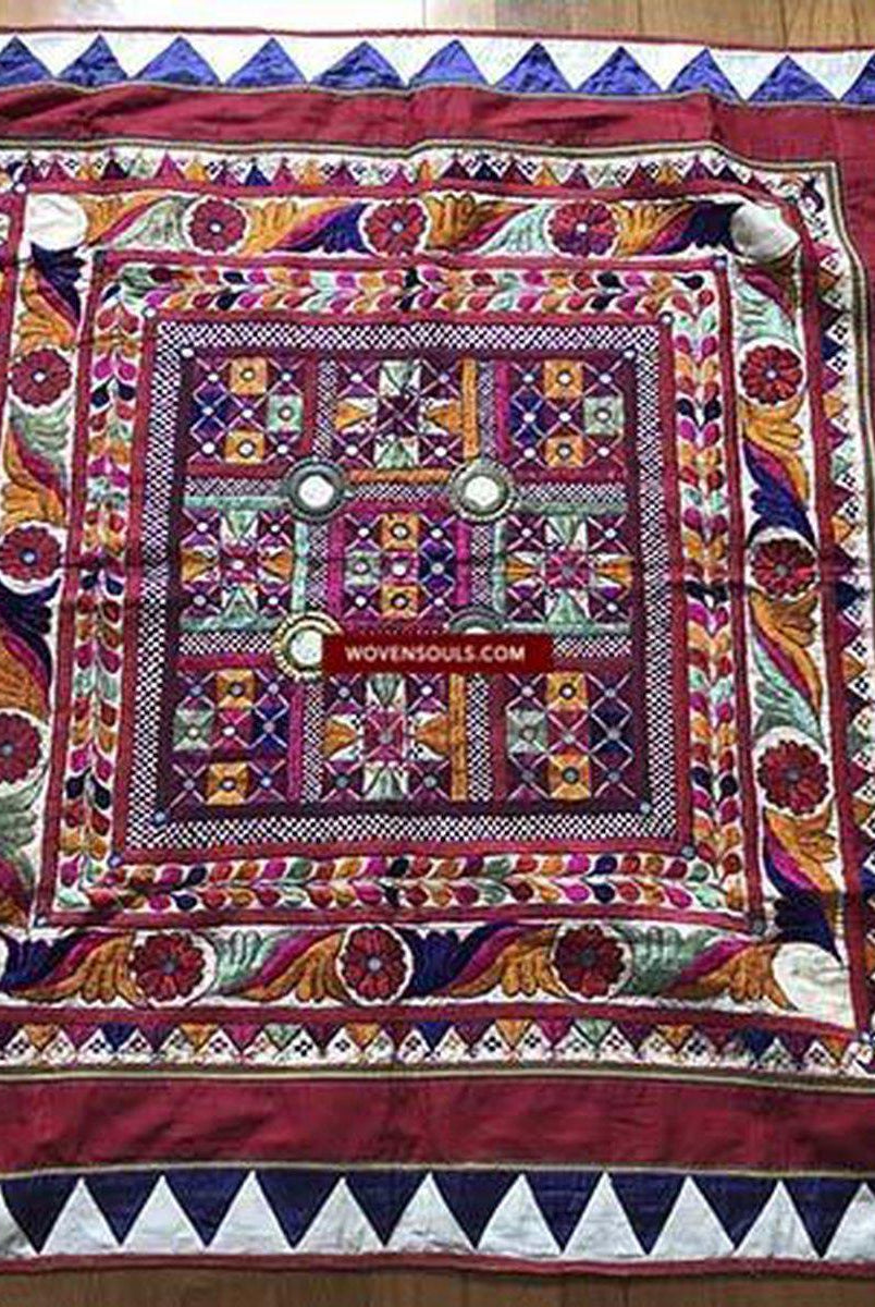 1211 Vintage Indian Ceremonial Canopy Wall Decor Textile Art from Gujarat-WOVENSOULS-Antique-Vintage-Textiles-Art-Decor