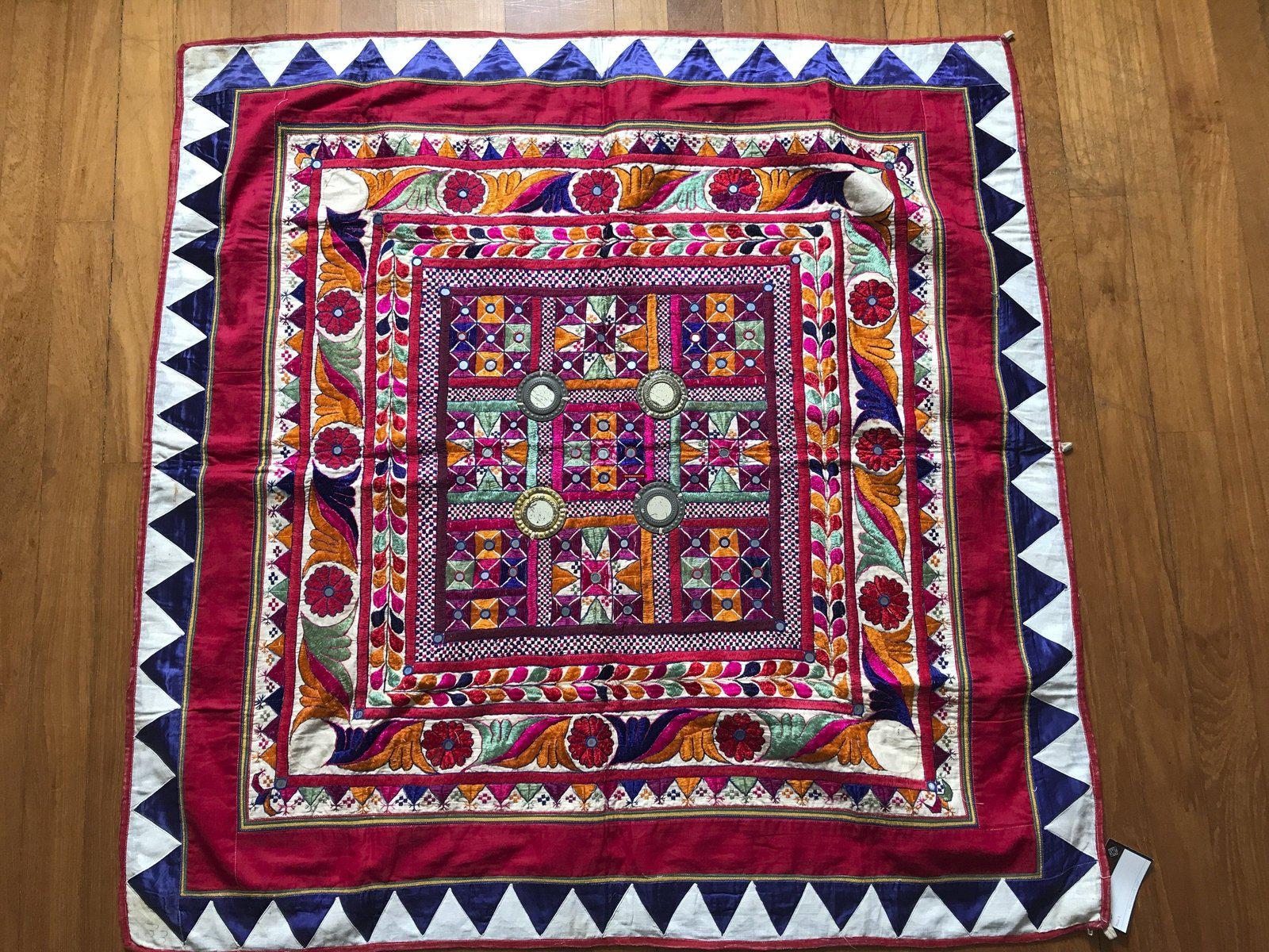 1211 Vintage Indian Ceremonial Canopy Wall Decor Textile Art from Gujarat-WOVENSOULS-Antique-Vintage-Textiles-Art-Decor