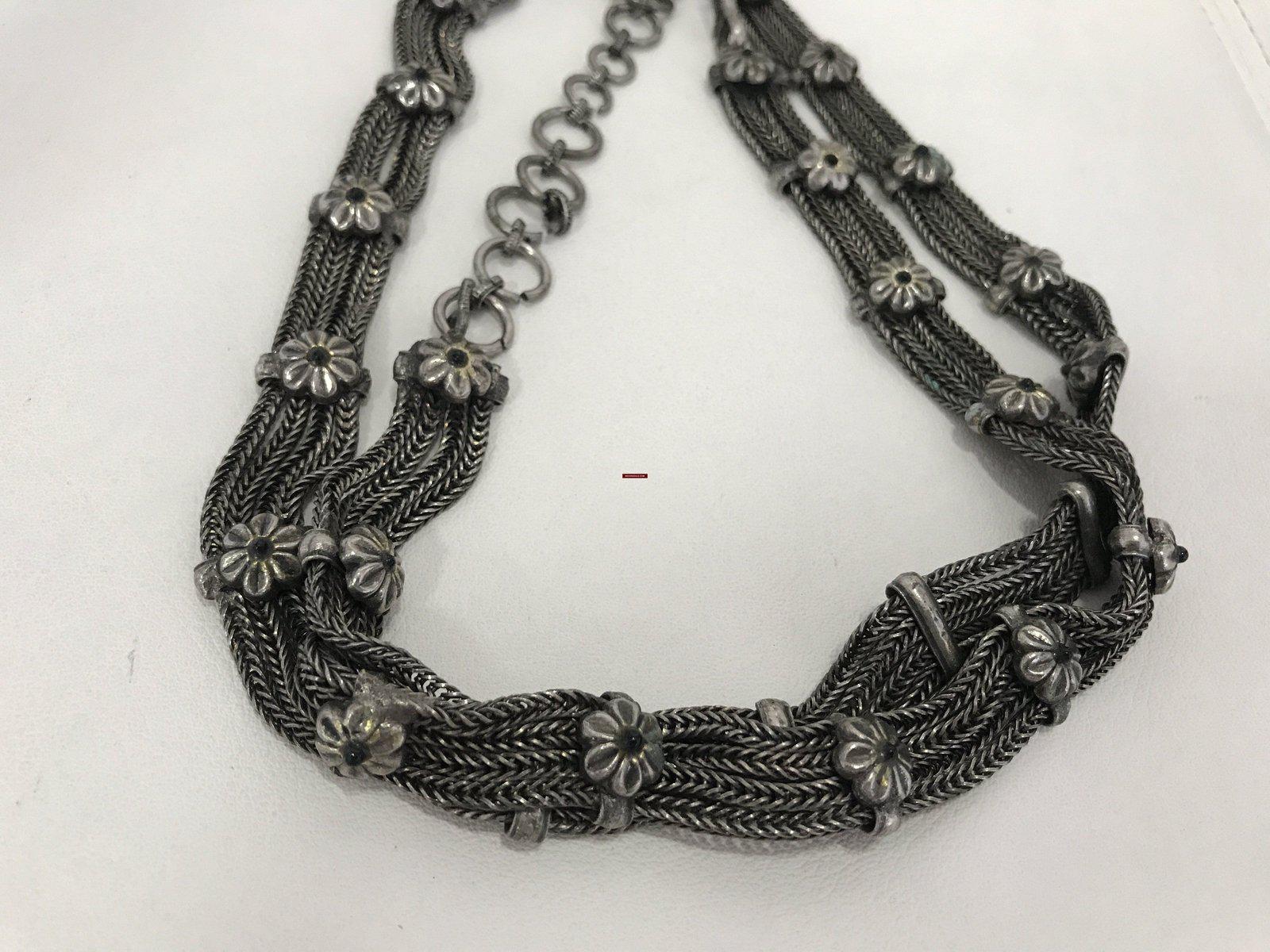 1213 Vintage Indian Silver Jewelry - Waist Belt - Kandoro-WOVENSOULS-Antique-Vintage-Textiles-Art-Decor