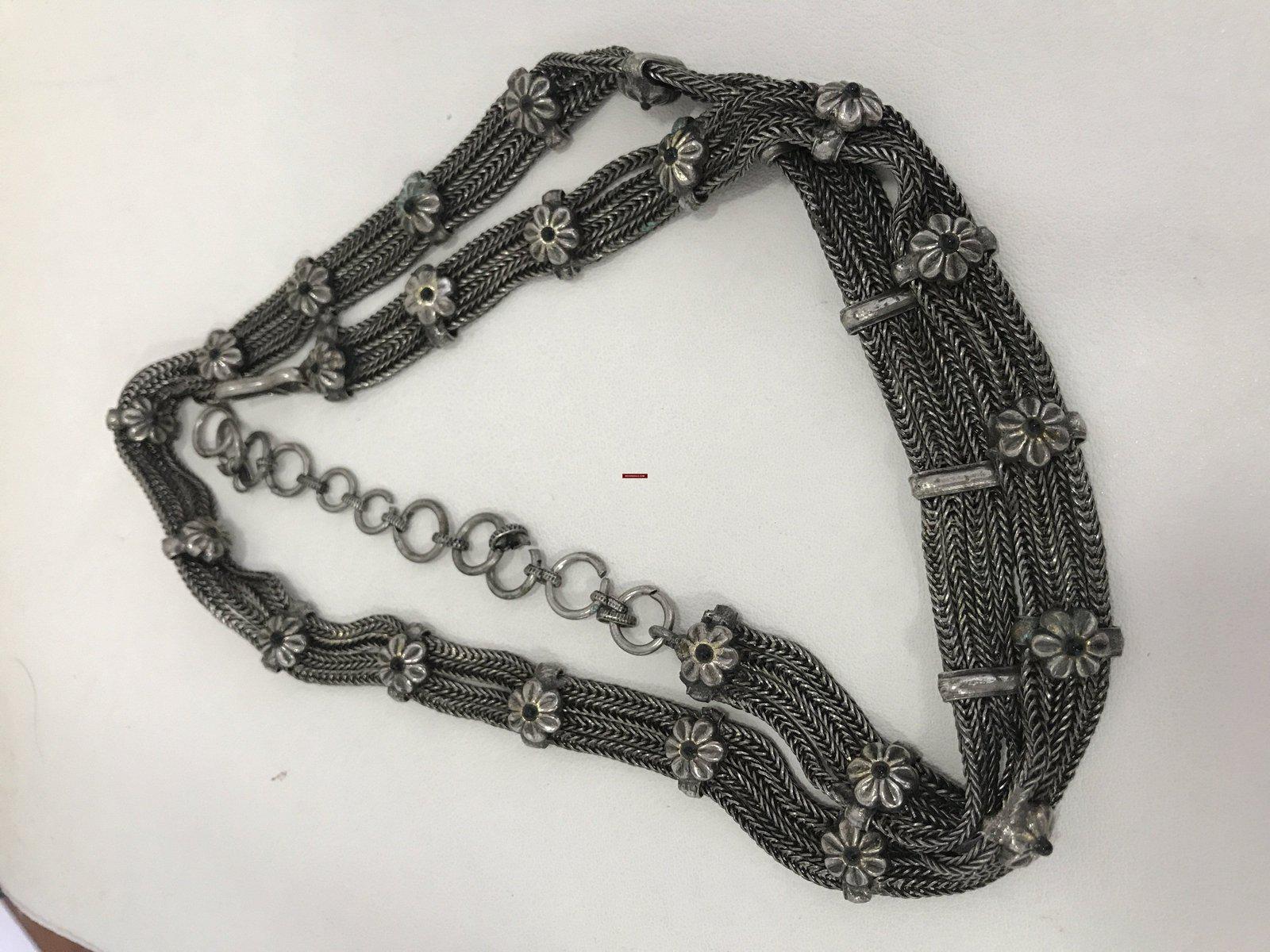 1213 Vintage Indian Silver Jewelry - Waist Belt - Kandoro-WOVENSOULS-Antique-Vintage-Textiles-Art-Decor