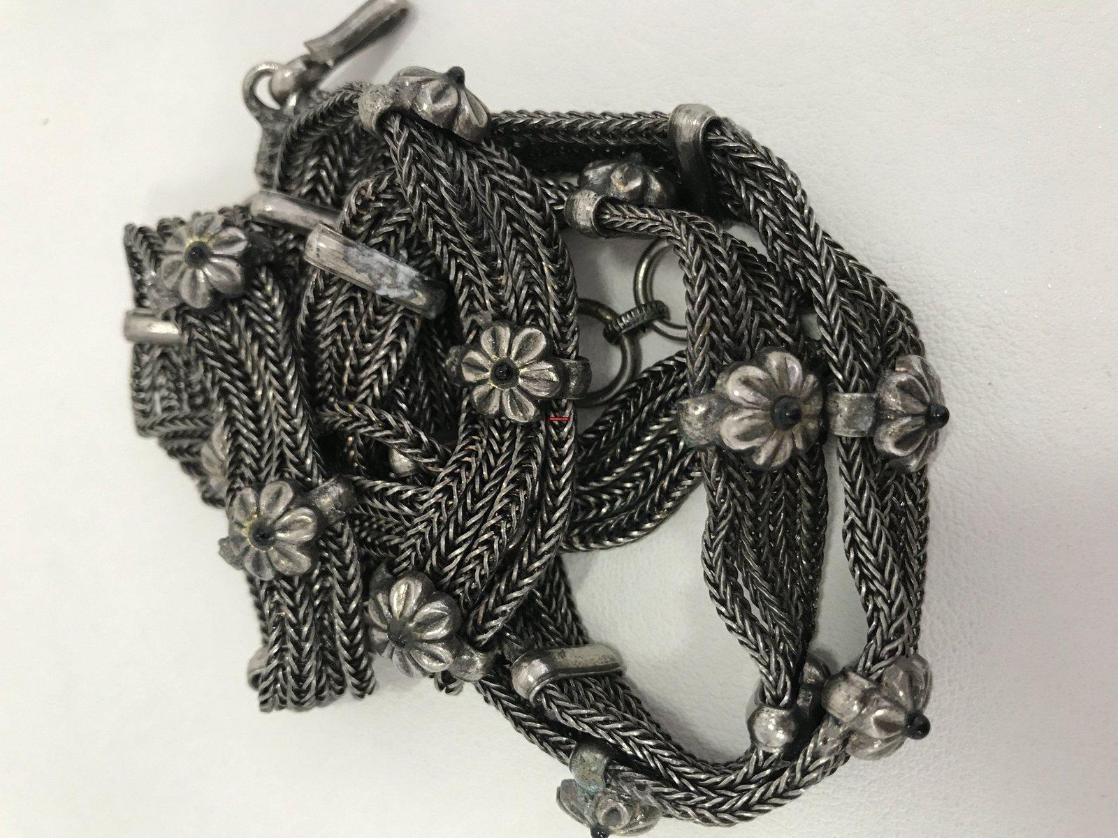 1213 Vintage Indian Silver Jewelry - Waist Belt - Kandoro-WOVENSOULS-Antique-Vintage-Textiles-Art-Decor