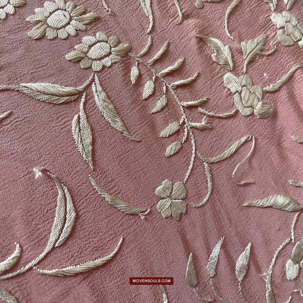 1215 Antique Double Sided Embroidery Manila Manton - Cantonese Embroidery-WOVENSOULS Antique Textiles & Art Gallery