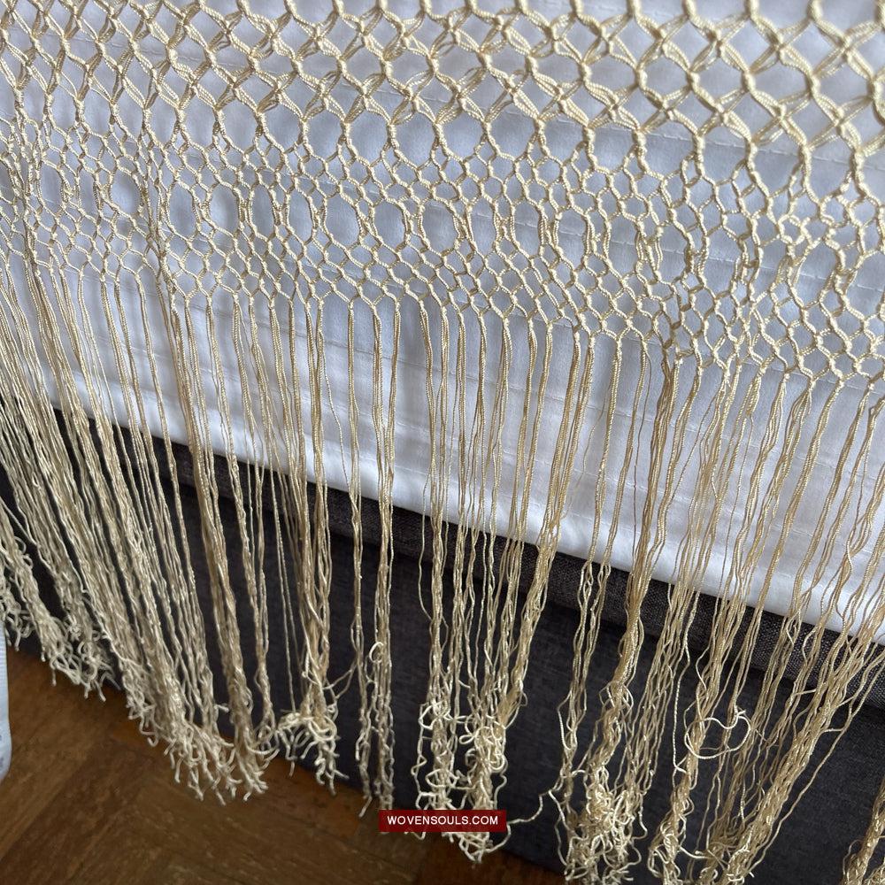 1215 Antique Double Sided Embroidery Manila Manton - Cantonese Embroidery-WOVENSOULS Antique Textiles & Art Gallery